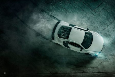 عکاسی تبلیغاتی: عکاسی از مدل منیاتوری اتومبیل ۱۶۰۰۰۰ دلاری شرکت آئودی به جای اتومبیل اصلی