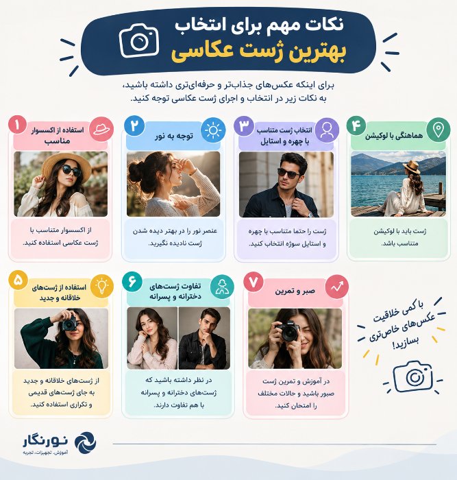 اینفوگرافیک نکات ویژه برای داشتن بهترین ژست عکاسی