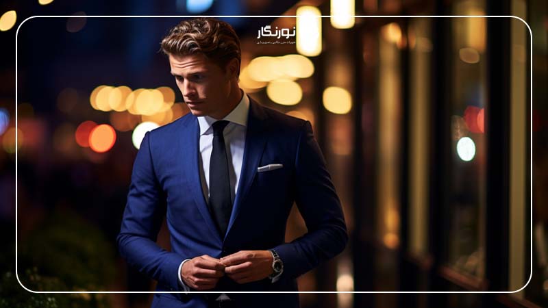 ژست در حال بستن دکمه‌های کت