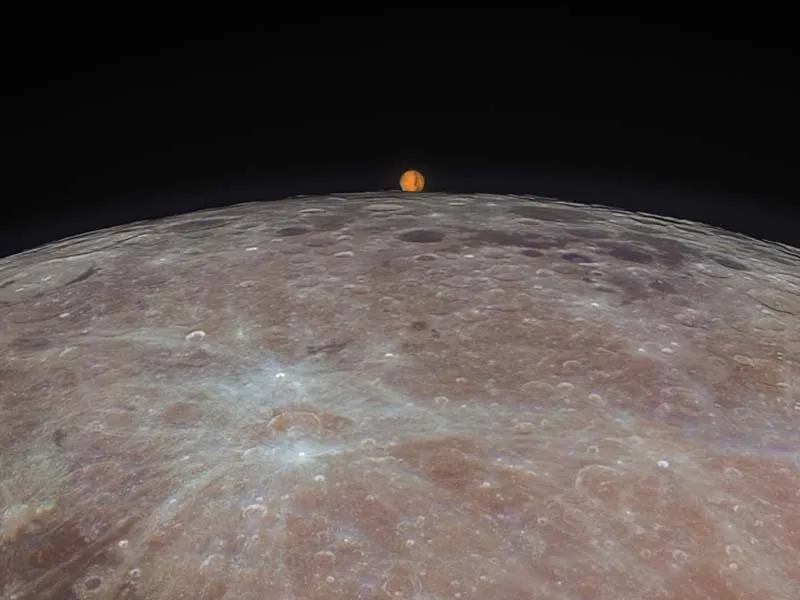 عکاسی لحظه زیبای بیرون آمدن مریخ از پشت ماه را ثبت کرد