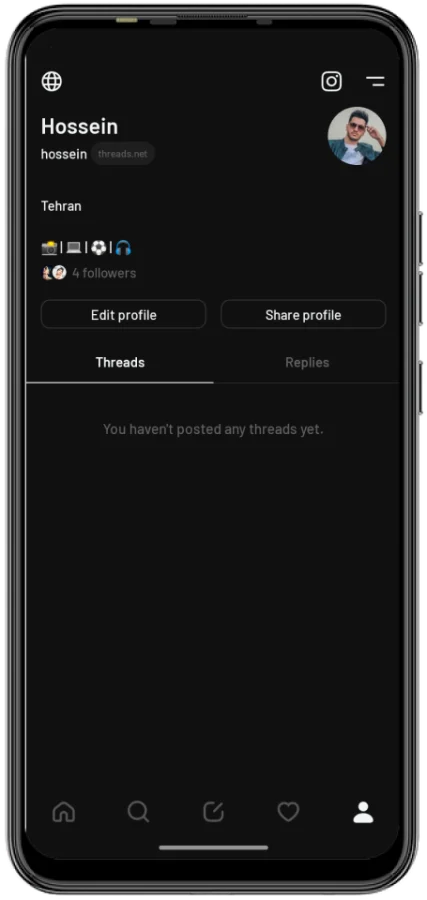 صفحه کاربری یا Profile