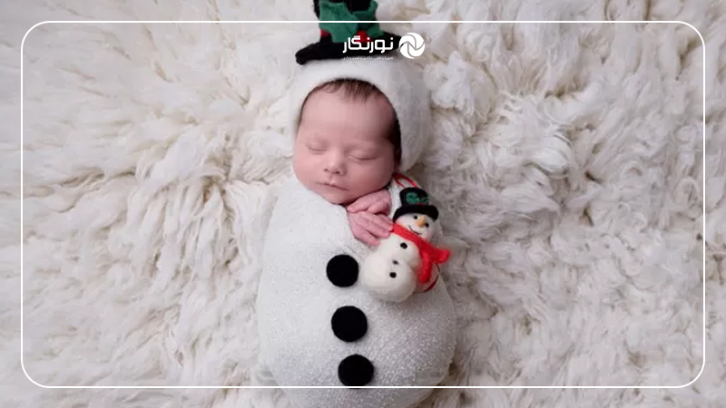 ژست عکس زمستانی نوزاد
