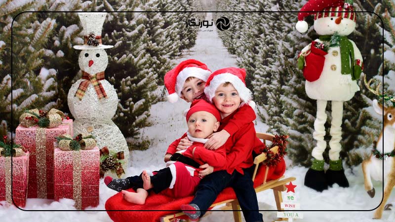 عکاسی در طبیعت برفی با تم کریسمس