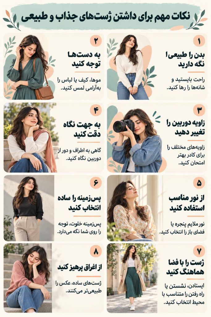 نکات مهم برای داشتن ژستهای عکاسی دخترانه جذاب و طبیعی
