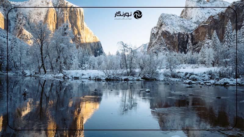 استفاده از انعکاس‌ها و بافت‌ها در برف