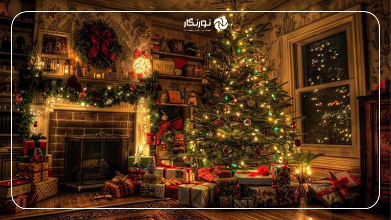 استفاده از چراغ‌های کریسمس و تزئینات روشنایی