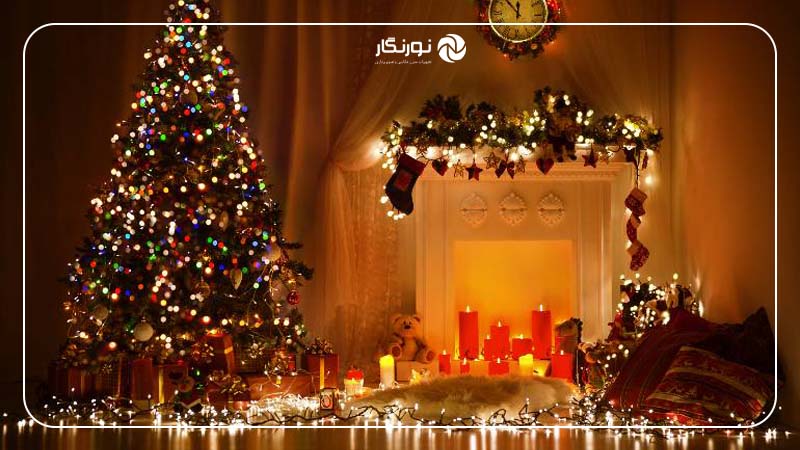 تنظیمات رنگ و کنتراست برای تأکید بر تم کریسمس
