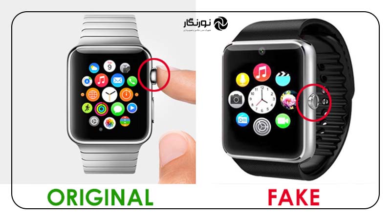 توجه به دکمه ساعت اپل و محل قرارگیری آن