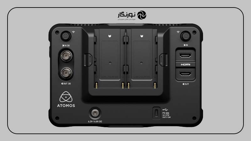 اتصالات و منبع تغذیه مانیتور Atomos Shinobi 7 RX HDR