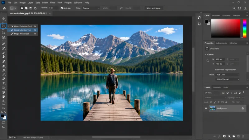 آموزش انتخاب سوژه در فتوشاپ با ابزار Object Selection برای استفاده از Generative Fill