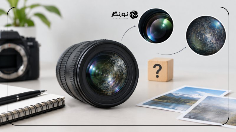 بررسی وضعیت قارچ لنز دوربین دست دوم و مقایسه عدسی سالم با عدسی قارچ‌زده