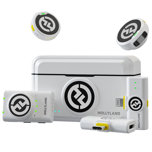 میکروفون یقه ای بی سیم سفید Hollyland LARK M2 DUO 2 Person Wireless Combo Microphone