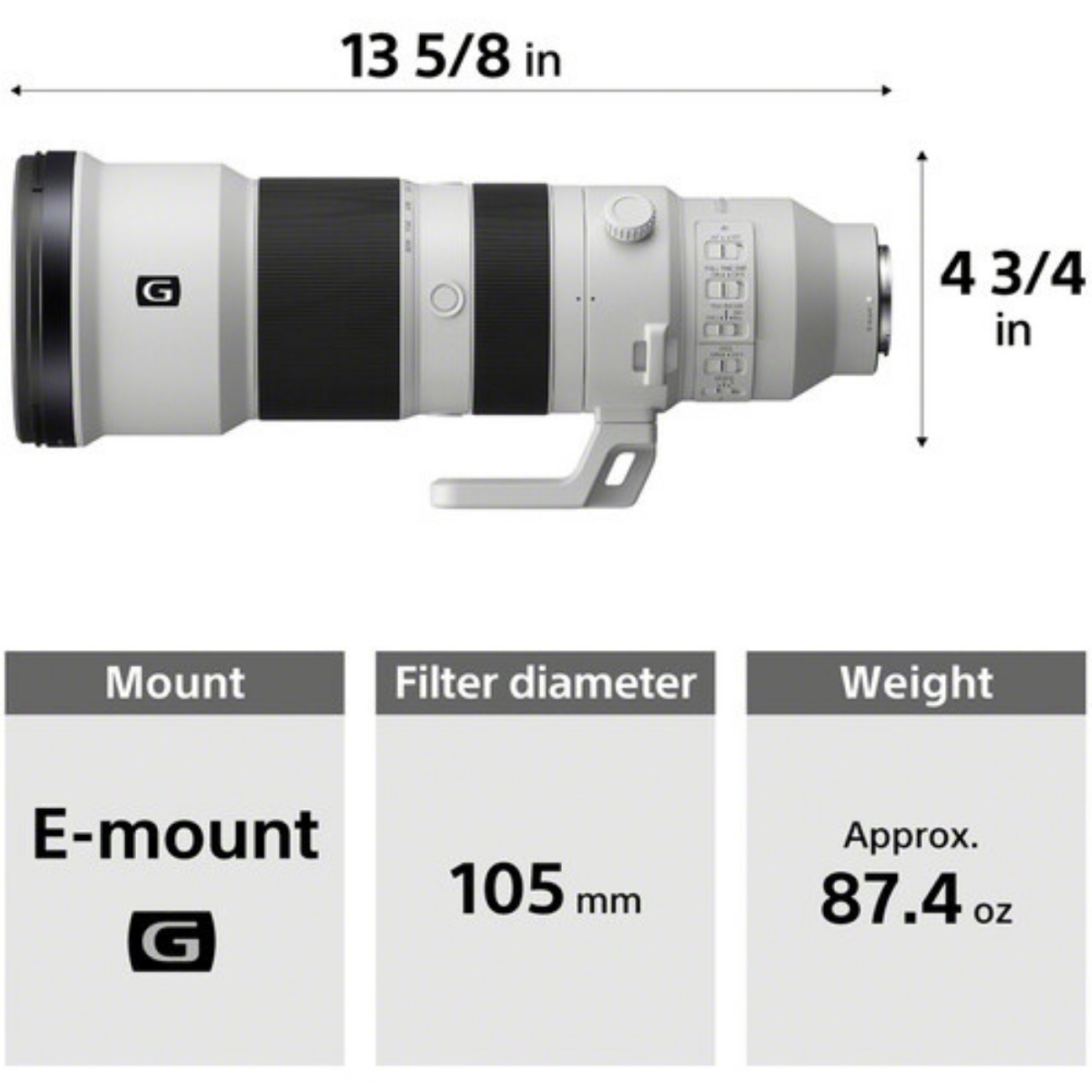 نمایش ابعاد / لنز سونی Sony FE 400-800mm f/6.3-8 G OSS Lens
