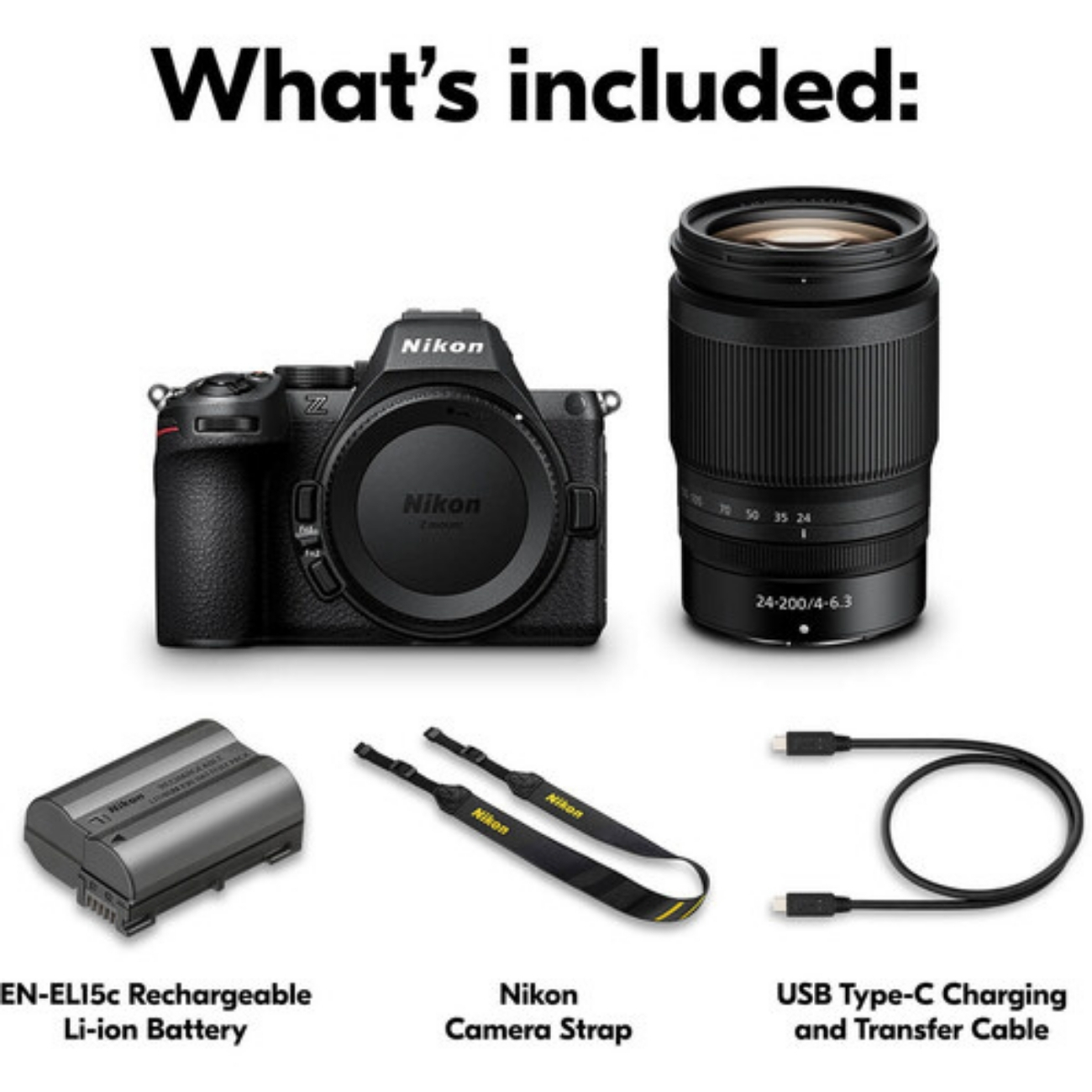 محتوای جعبه دوربین عکاسی نیکون Nikon Z5 II Mirrorless Camera with 24-200mm f/4-6.3 Lens