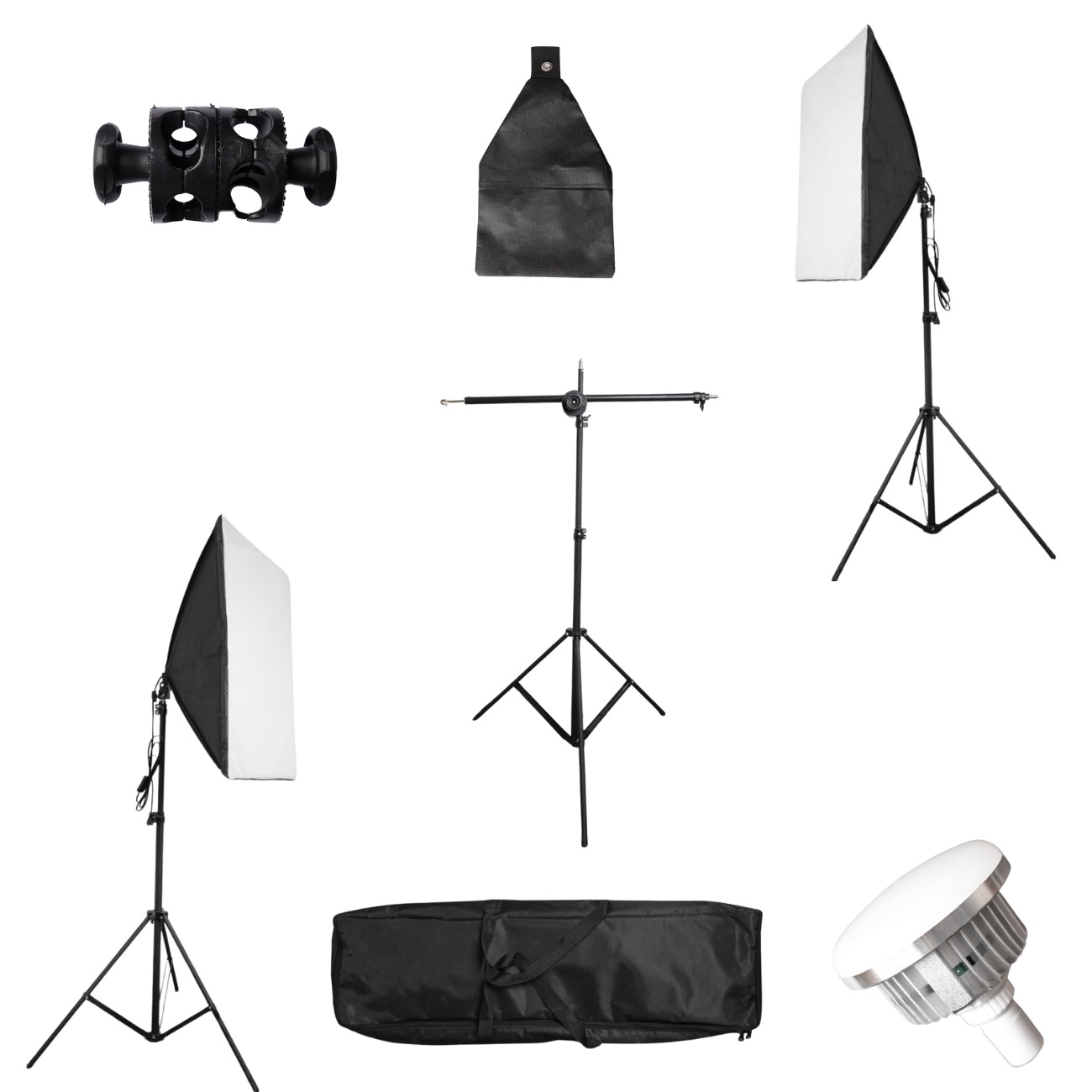 کیت دو شاخه هولدر تک لامپ Dual Studio Softbox Photography Lighting Kit