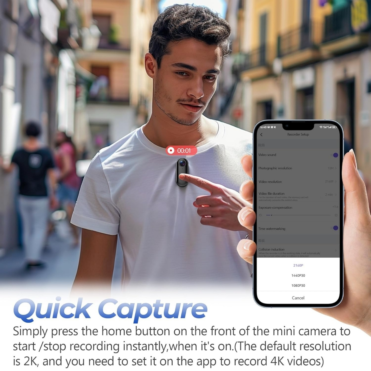 دارای قاتبلیت ضبط سریع دوربین اکشن لند  LENND 4k Action Mini Vlogging Camera