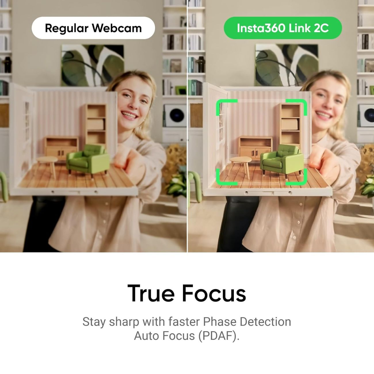فوکوس خودکار دوربین وب‌کم اینستا۳۶۰   Insta360 Link 2 C AI-Powered 4K Webcam