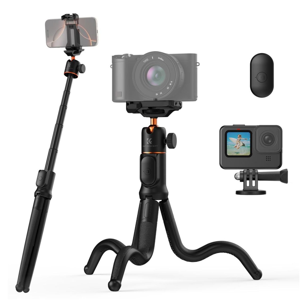 سهپایه و مونوپاد عکاسی کی اند اف K&F Concept KF152 Extendable Phone Tripod