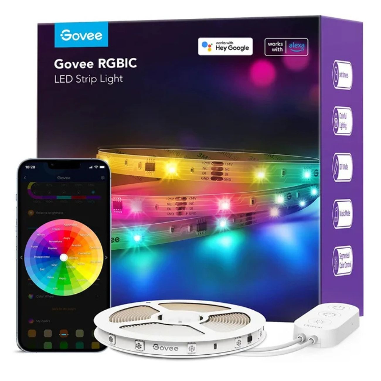 ریسه هوشمند 10 متری گووی Govee RGBIC Basic Wi-Fi + Bluetooth LED H618C