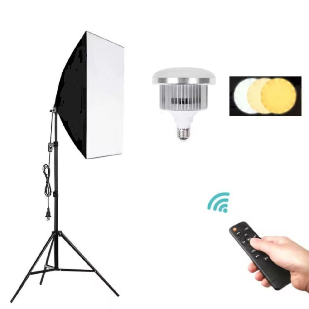كيت تک شاخه ويديو لامپ video lamp kit with softbox with tripod