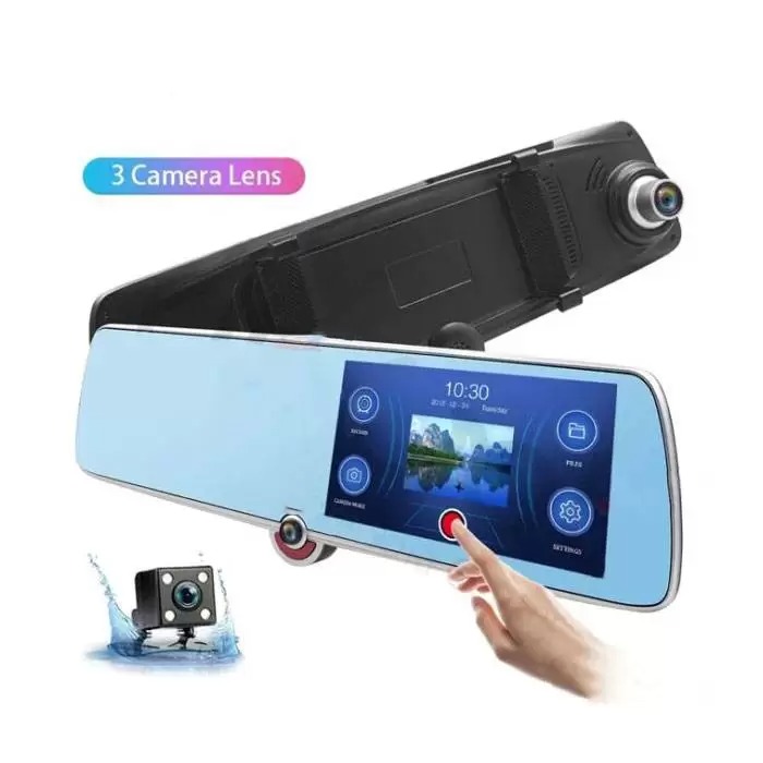 دوربین ثبت وقایع آینه‌ای سه لنز Vehicle BlackBOX DVR 3390 car camera