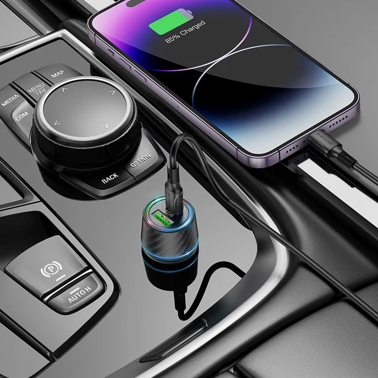 نمای متصل شارژر فندکی 48 وات بروفون Borofone BZ21 48W Car Charger