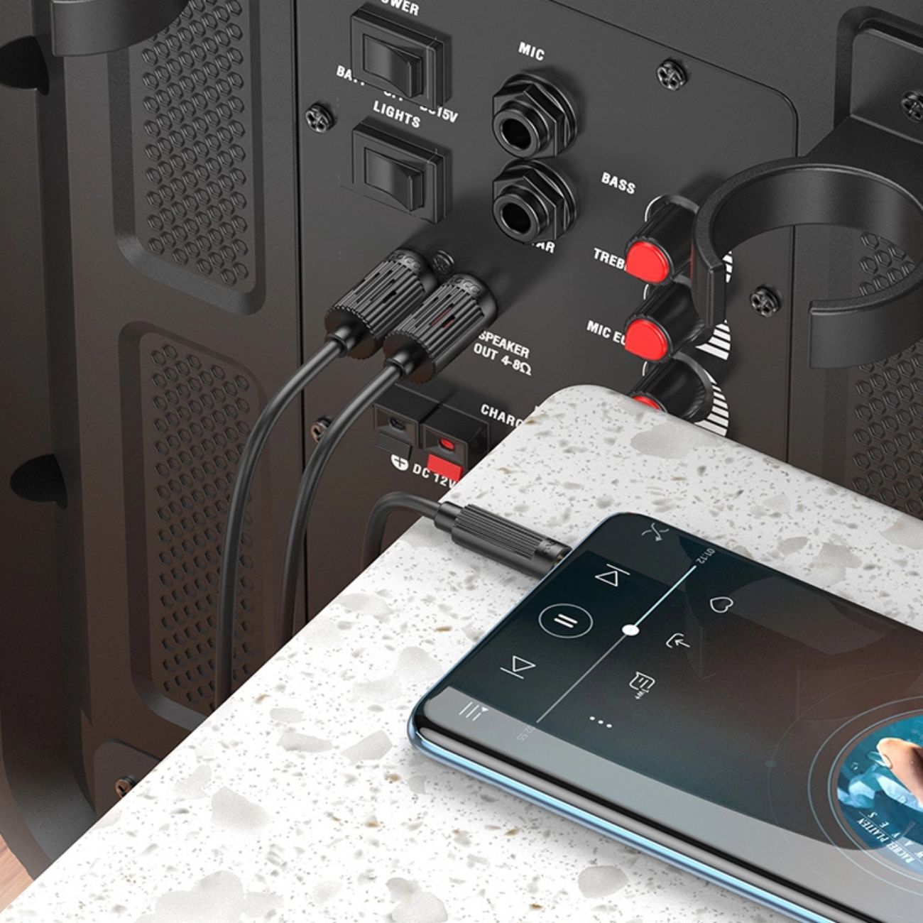 نمای اتصال به موبایل کابل صوتی 1 به 2 هوکو Hoco UPA28 1.5m Audio Cable