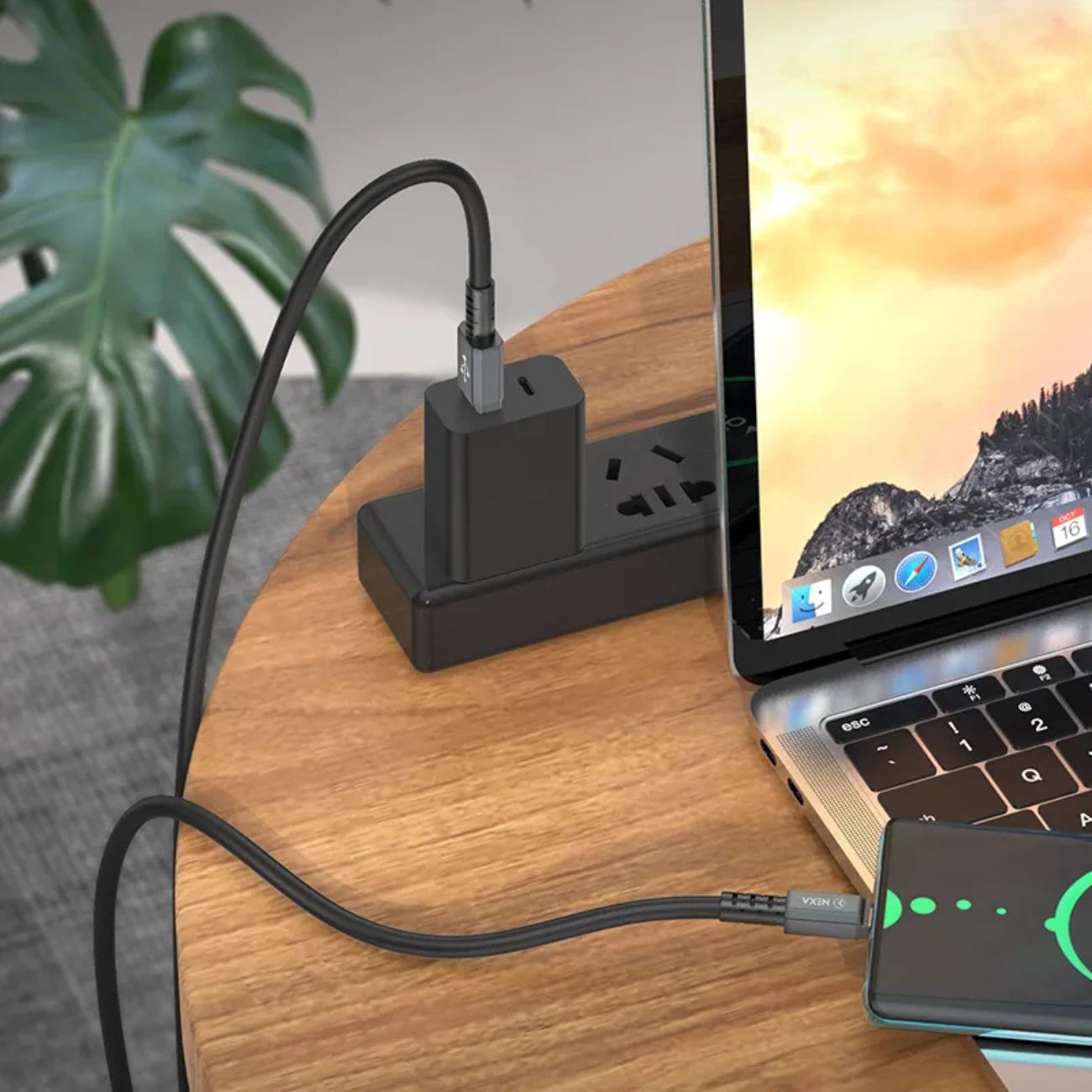 نمای در حال استفاده کابل با سری تایپ سی نکسا NEXA L51 Type-C to Type-C Charging Cable