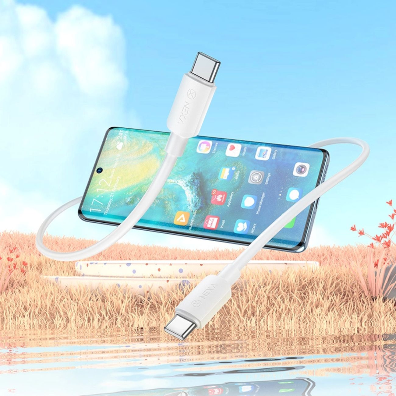 نمای کاربردی کابل شارژ نکسا Nexa L3 Hyper 60W Type-C to Type-C fast charging data cable