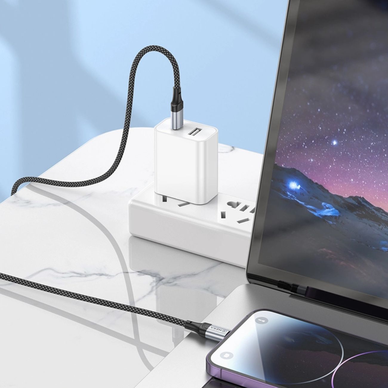 نمای کاربردی کابل شارژ نکسا Nexa L21 Type-C to Lightning Charging Cable