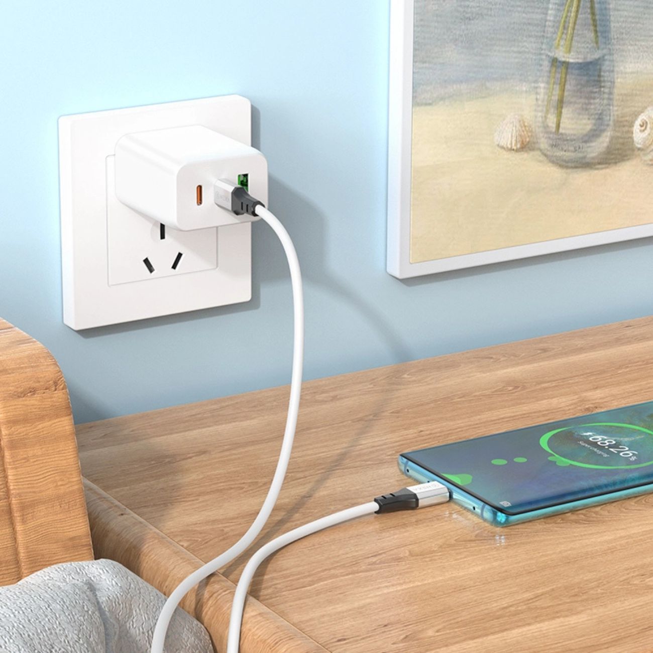 نمای کاربردی کابل با سری تایپ سی به تایپ سی نکسا Nexa L52 Type-C to Type-C Spear 60W silicone c