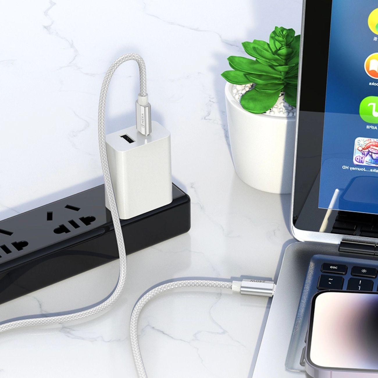 نمای کاربردی کابل تایپ سی به تایپ سی نکسا Nexa L72 240W Type-C to Type-C Charging Cable