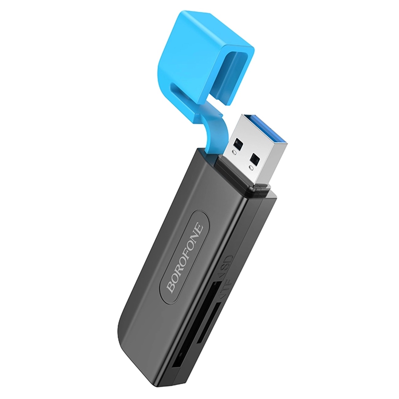 کارت‌خوان بروفون دو پورت Borofone DH9 Card Reader USB 3.0 blue