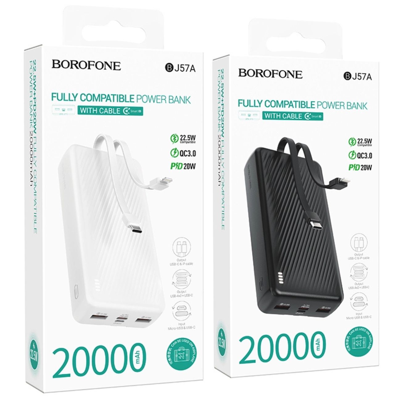 رنگ های پاوربانک بروفون bBorofone Power bank BJ57A Graceful 22.5W PD20W 20000mAh