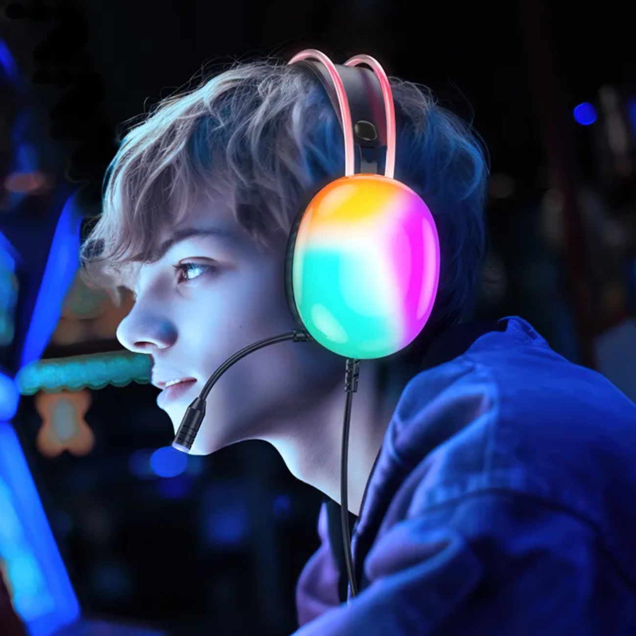 نمای کاربردی هدفون هوکو HOCO W109 Plus Rich USB7.1 channel gaming headphones