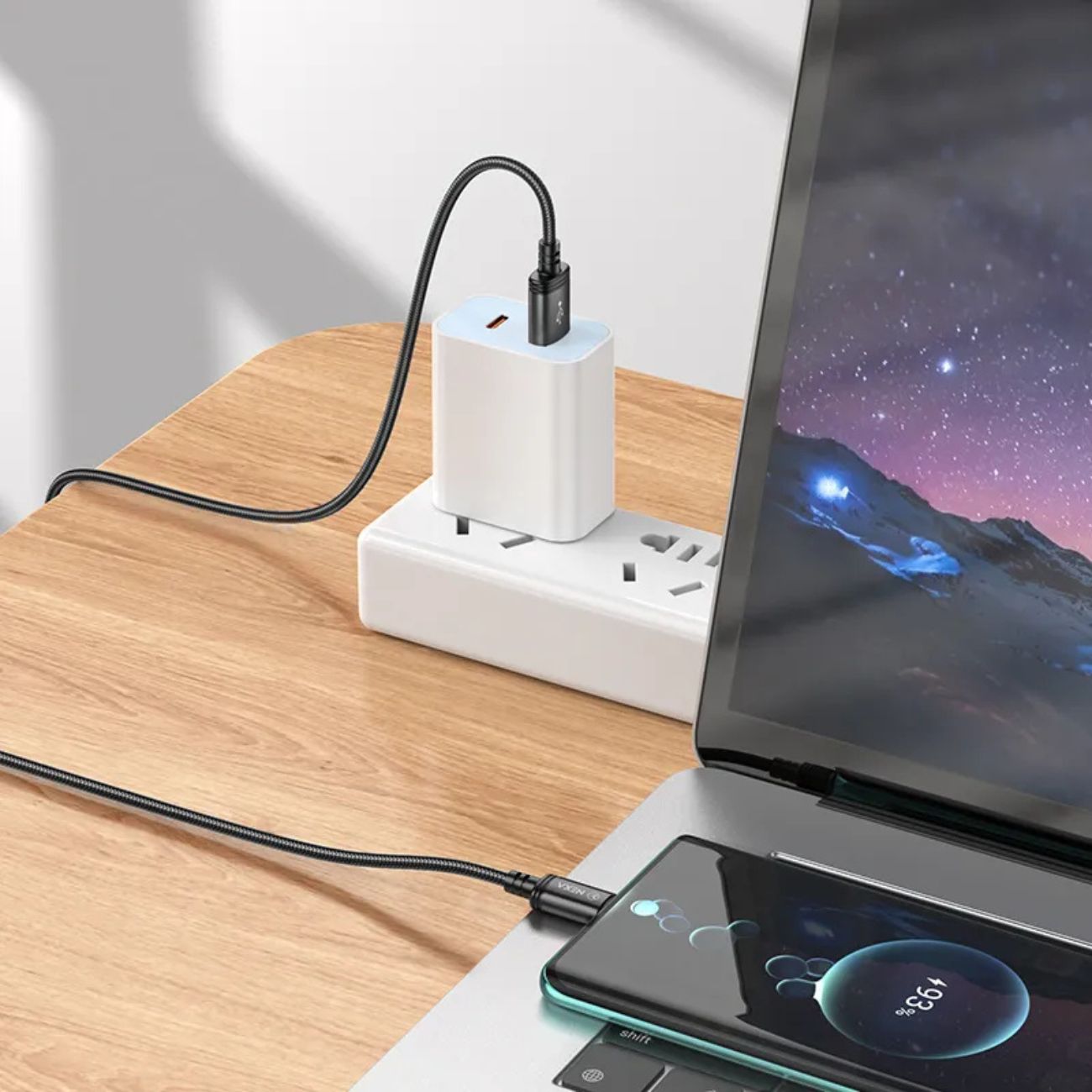 نمای کاربردی از کابل شارژ نکسا Nexa L20 Type-C Charging Data Cable