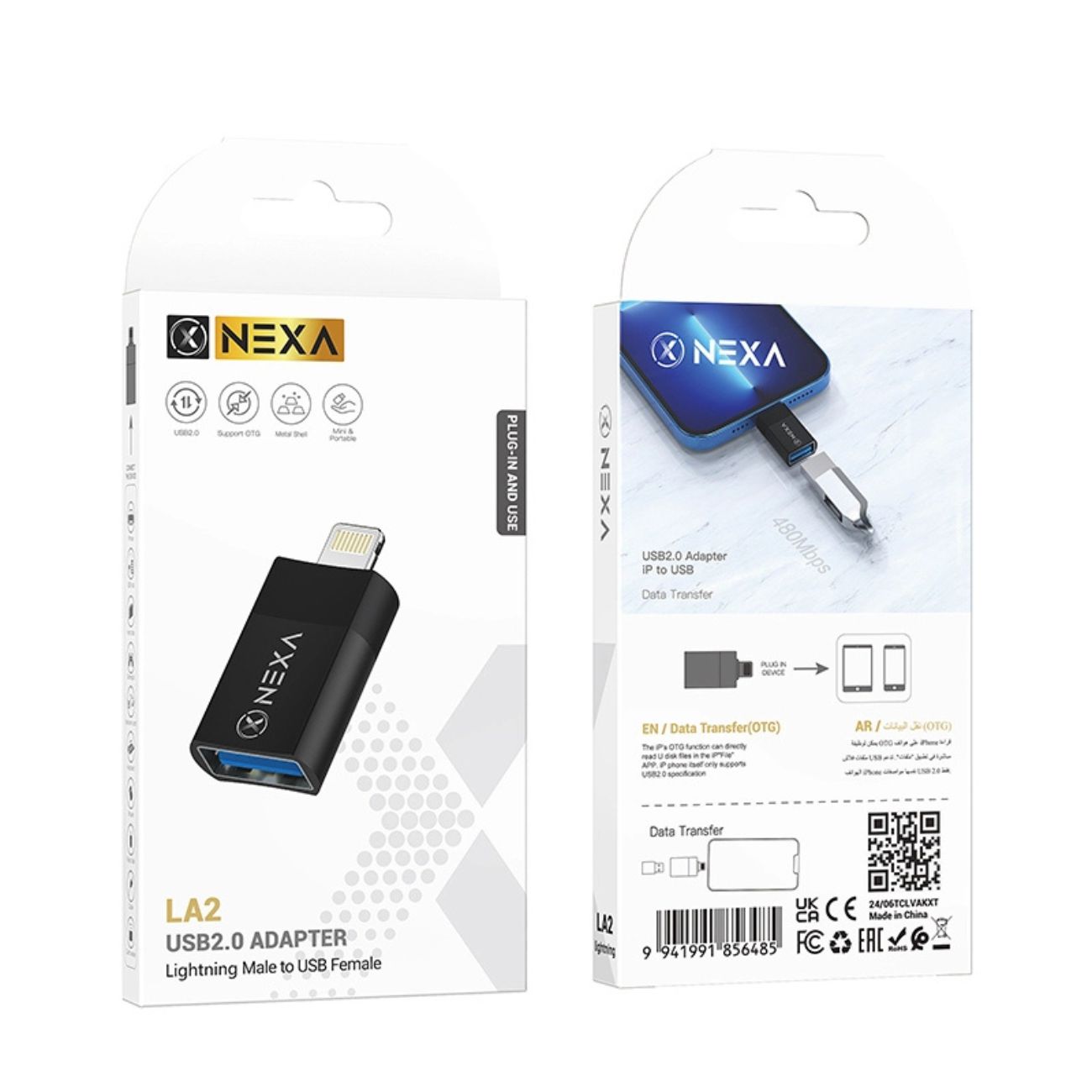 نمای جعبه مبدل لایتنینگ نکسا NEXA LA2 Lightning to USB 3.0 OTG Adapter
