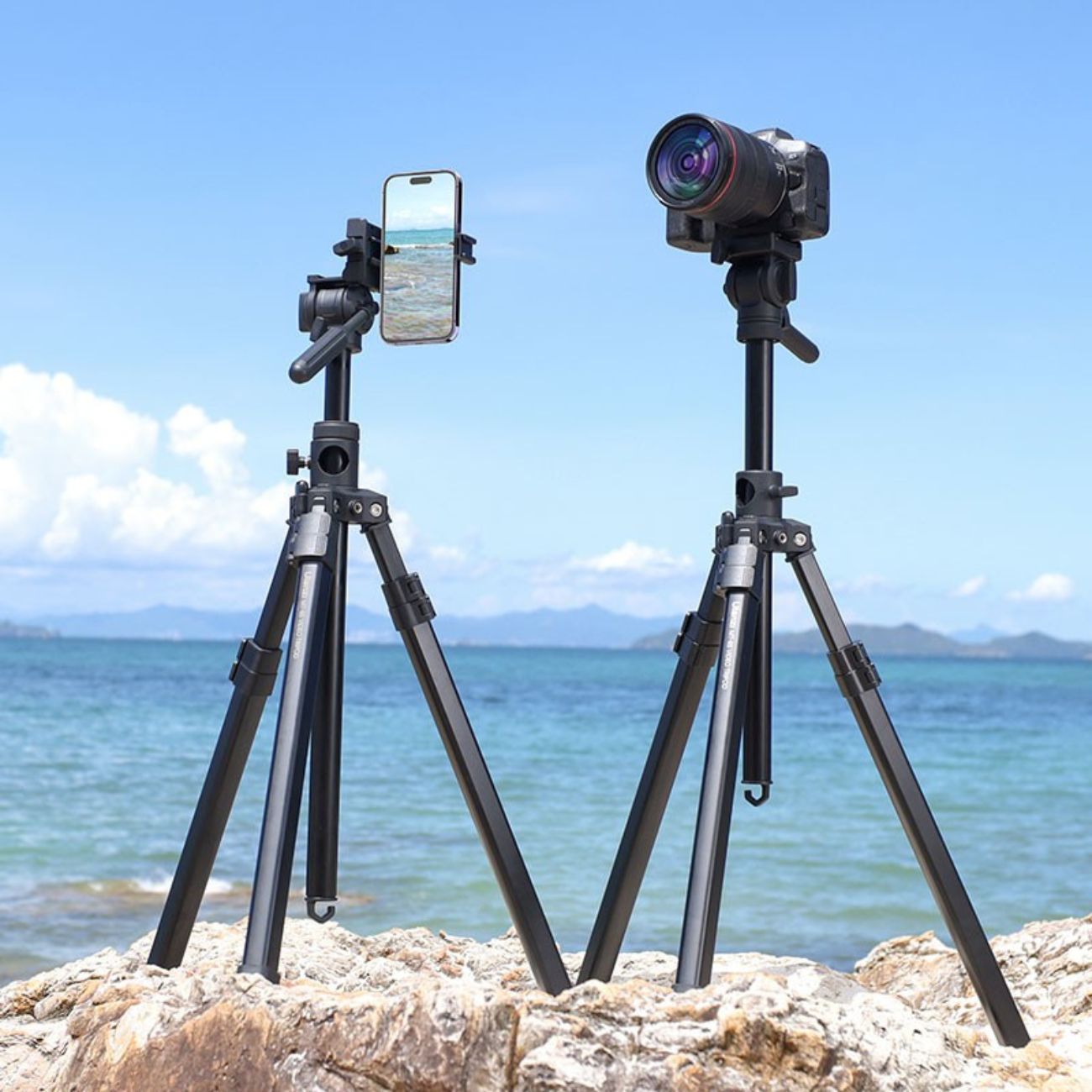 نمای کاربردی از سه‌ پایه دوربین و موبایل اولانزی Ulanzi MT-65 Video Tripod