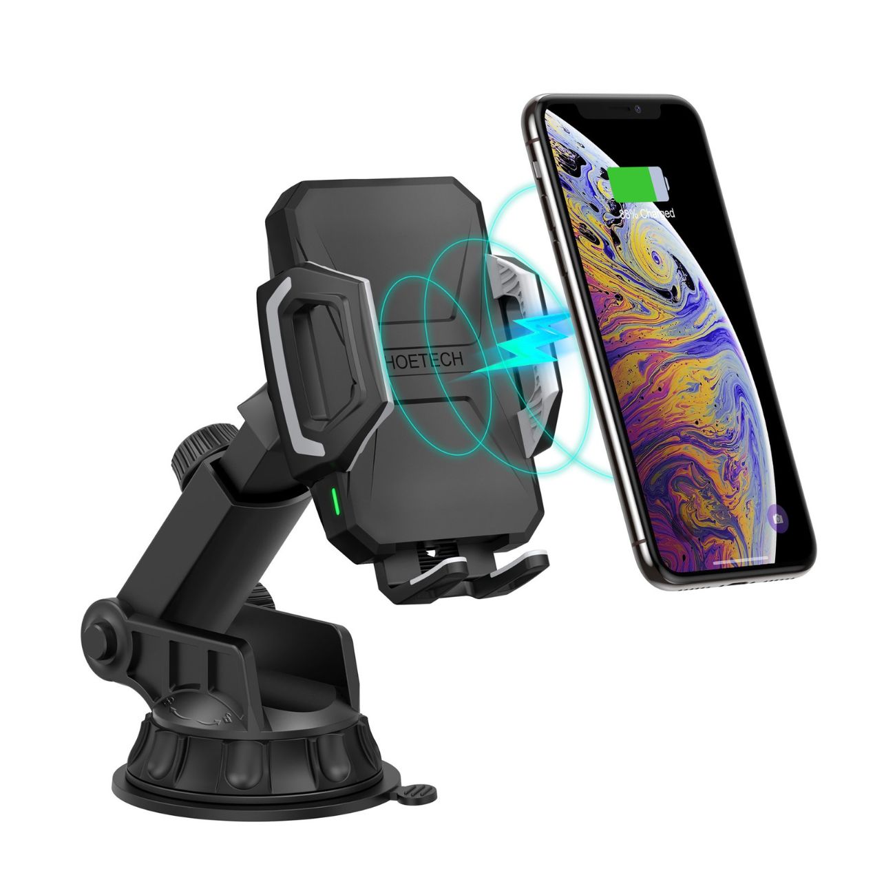 نمای جانبی شارژر بی‌سیم و پایه نگهدارنده گوشی چویتک Choetech T521-S Fast Qi Wireless Car Charger Sta