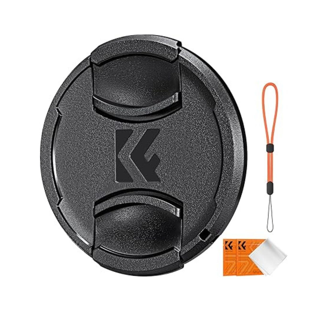 کیت تمیزکننده کی اند اف K&F Concept 77mm Lens Cap Cover 4-in-1 Center Pinch Lens Cover+Anti-Loss Keeper Leash+Microfiber Cleaning Cloth Kit