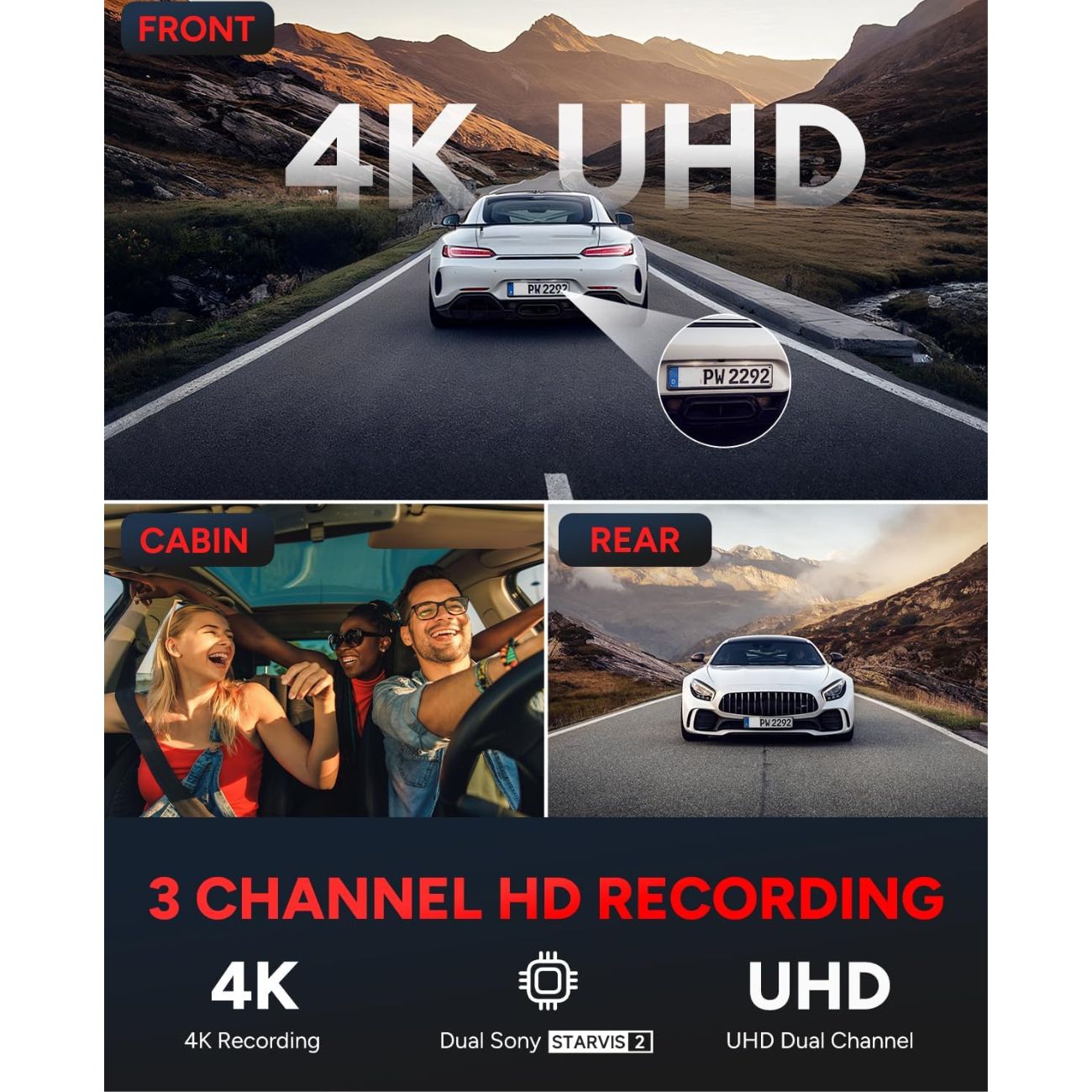 نمای کاربردی از دوربین خودرو اس جی کم SJCAM M60-2CH Dual Channel 4K Dash Camera