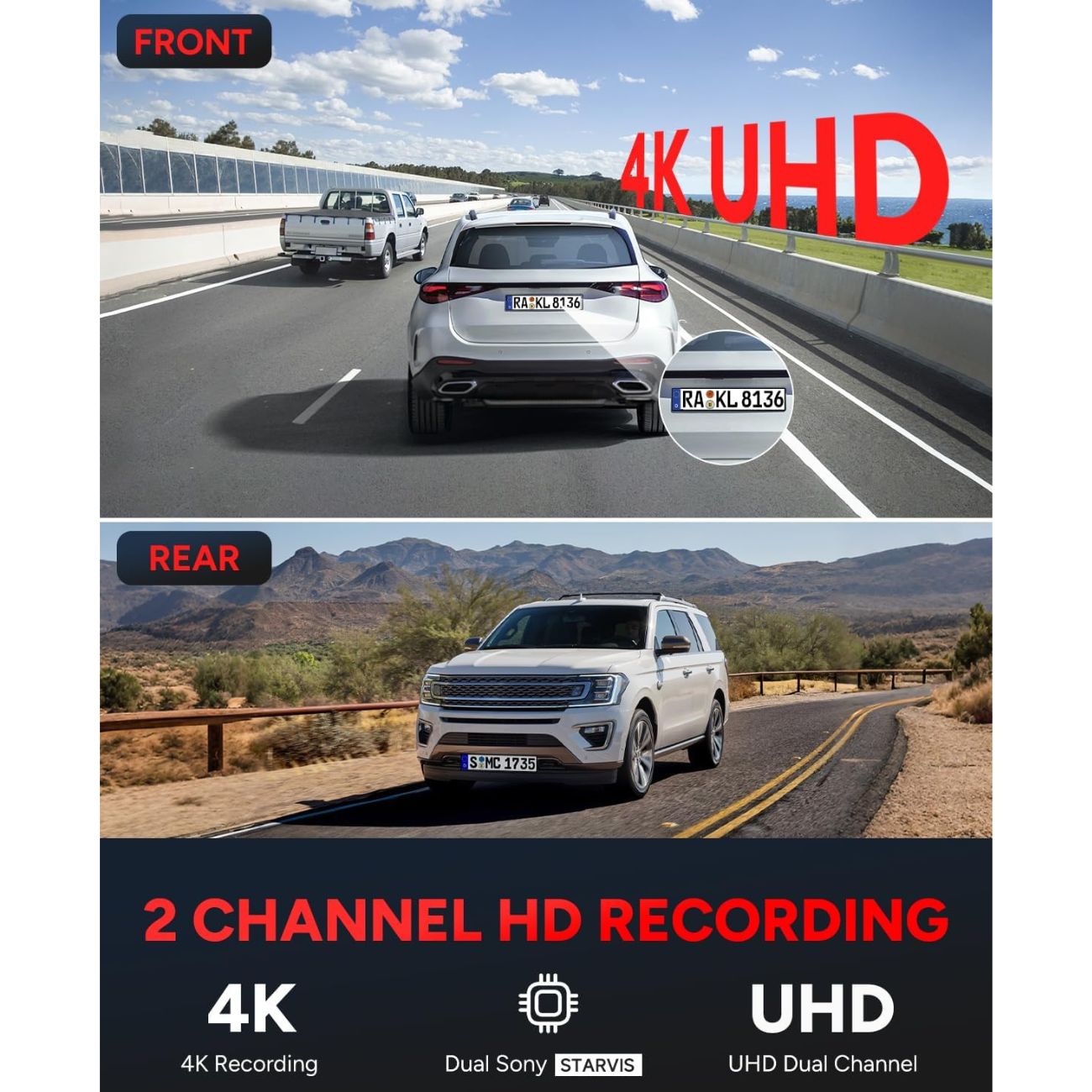 نمای کاربردی دوربین خودرو اس جی کم SJCAM M60S-2CH Dual Channel Dash Camera