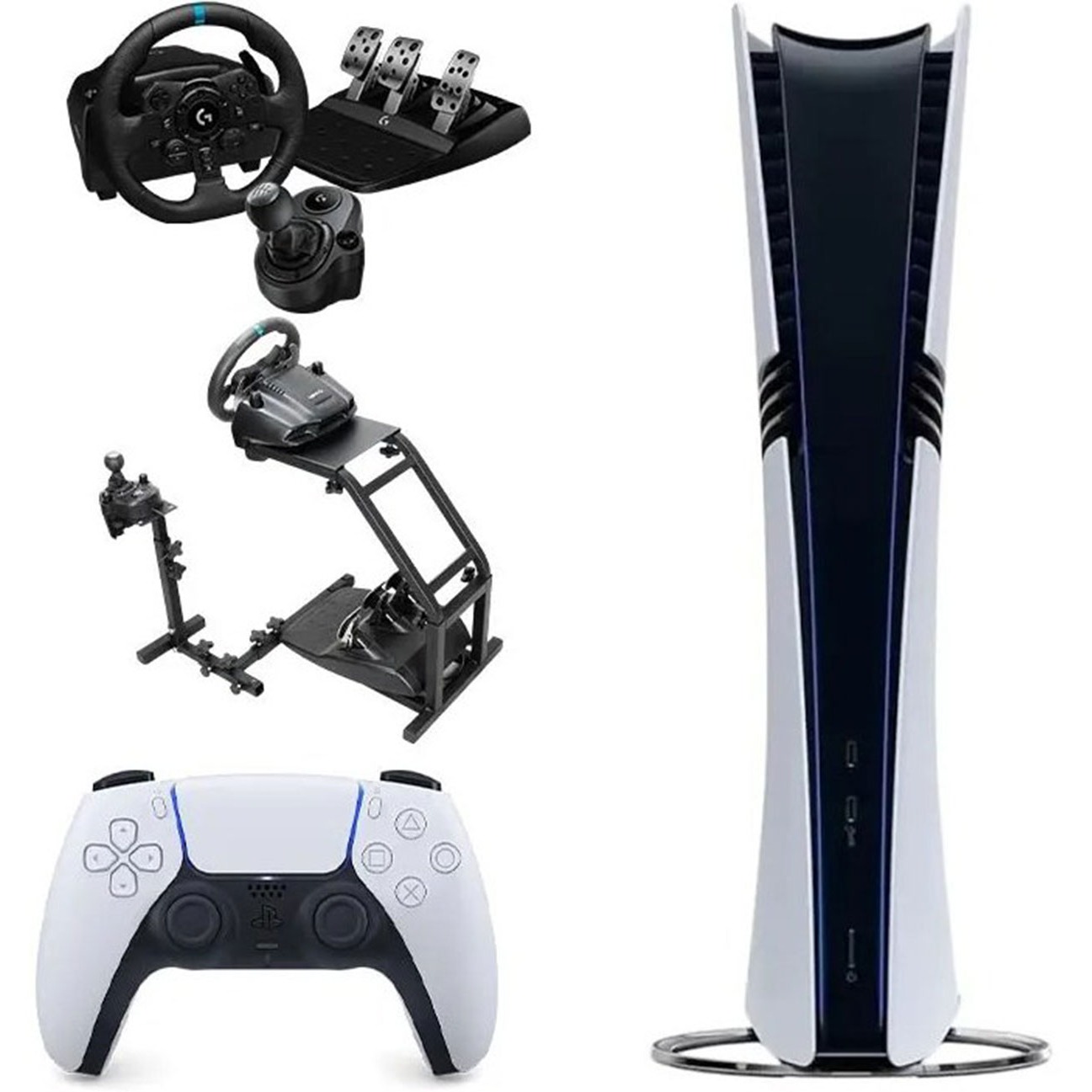 کنسول بازی ۵ پرو با فرمان سونی Sony PS5 Pro Console Bundle with Logitech G923 Racing Wheel, Shifter and Marada Stand