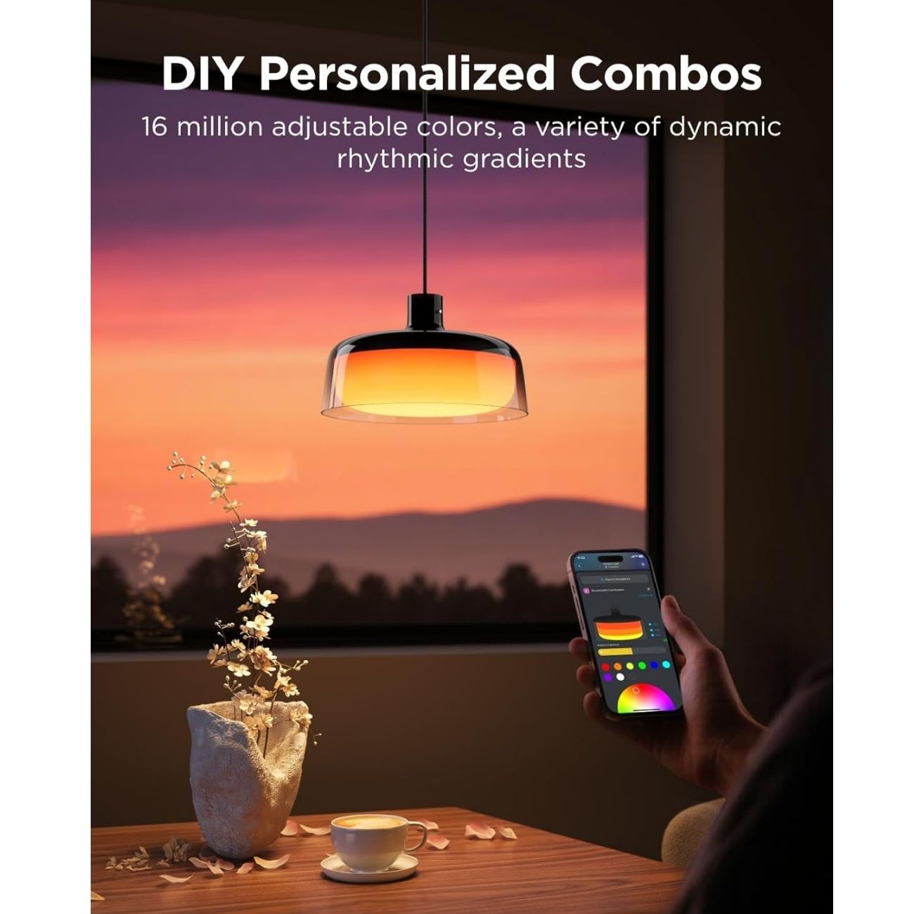 نمای کاربردی چراغ هوشمند گووی Govee H60C1 30cm Smart Pendant Light