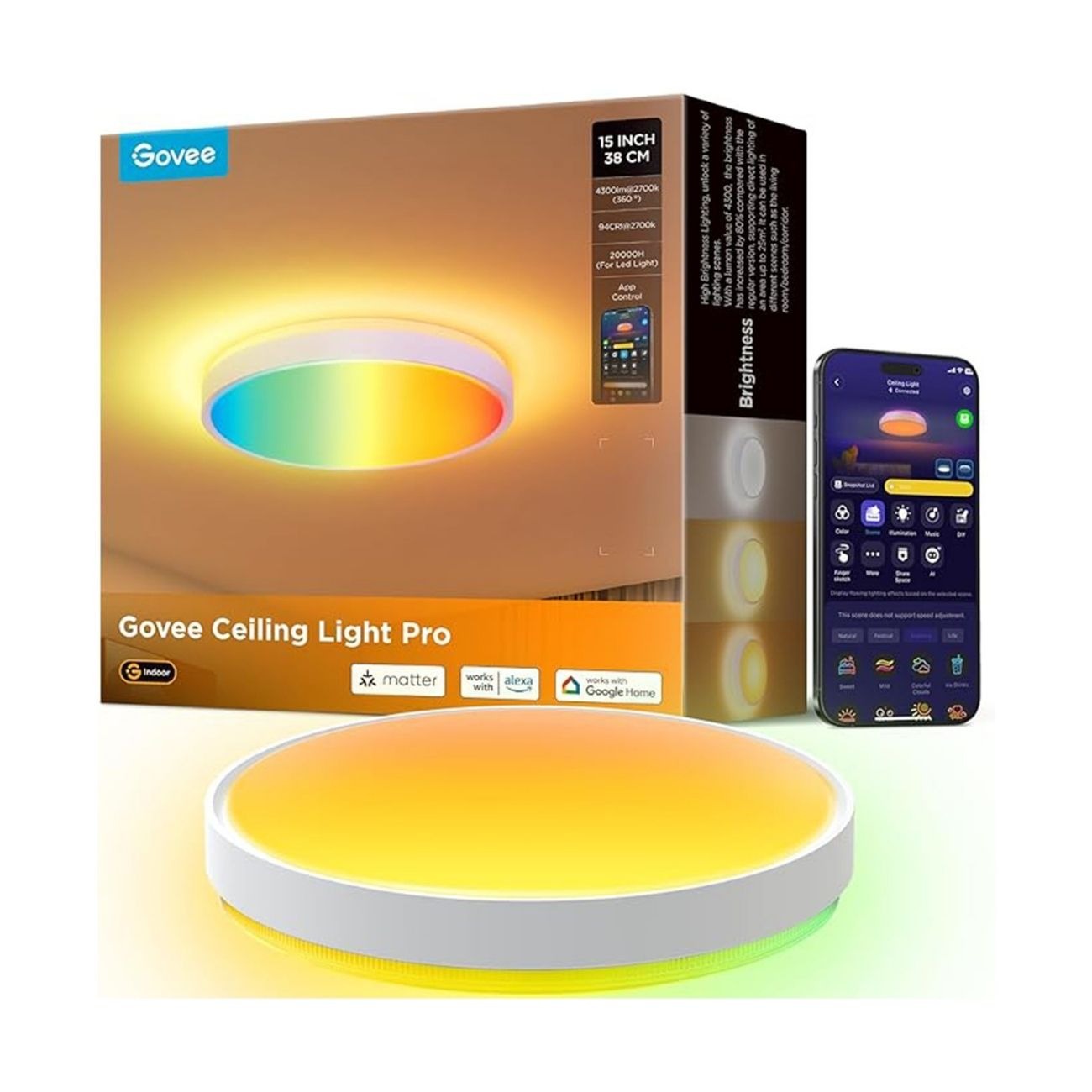 چراغ سقفی هوشمند گووی Govee Pro H60A6 38cm RGBICWW Smart Ceiling Light