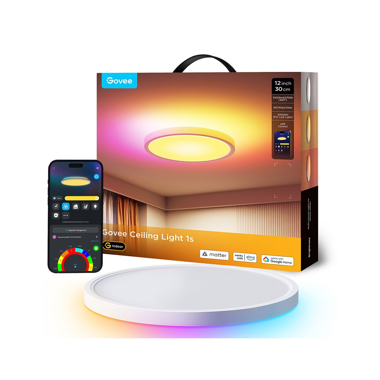 چراغ سقفی هوشمند گووی Govee H80A1 30cm RGBWW + RGBIC Smart Ceiling Light