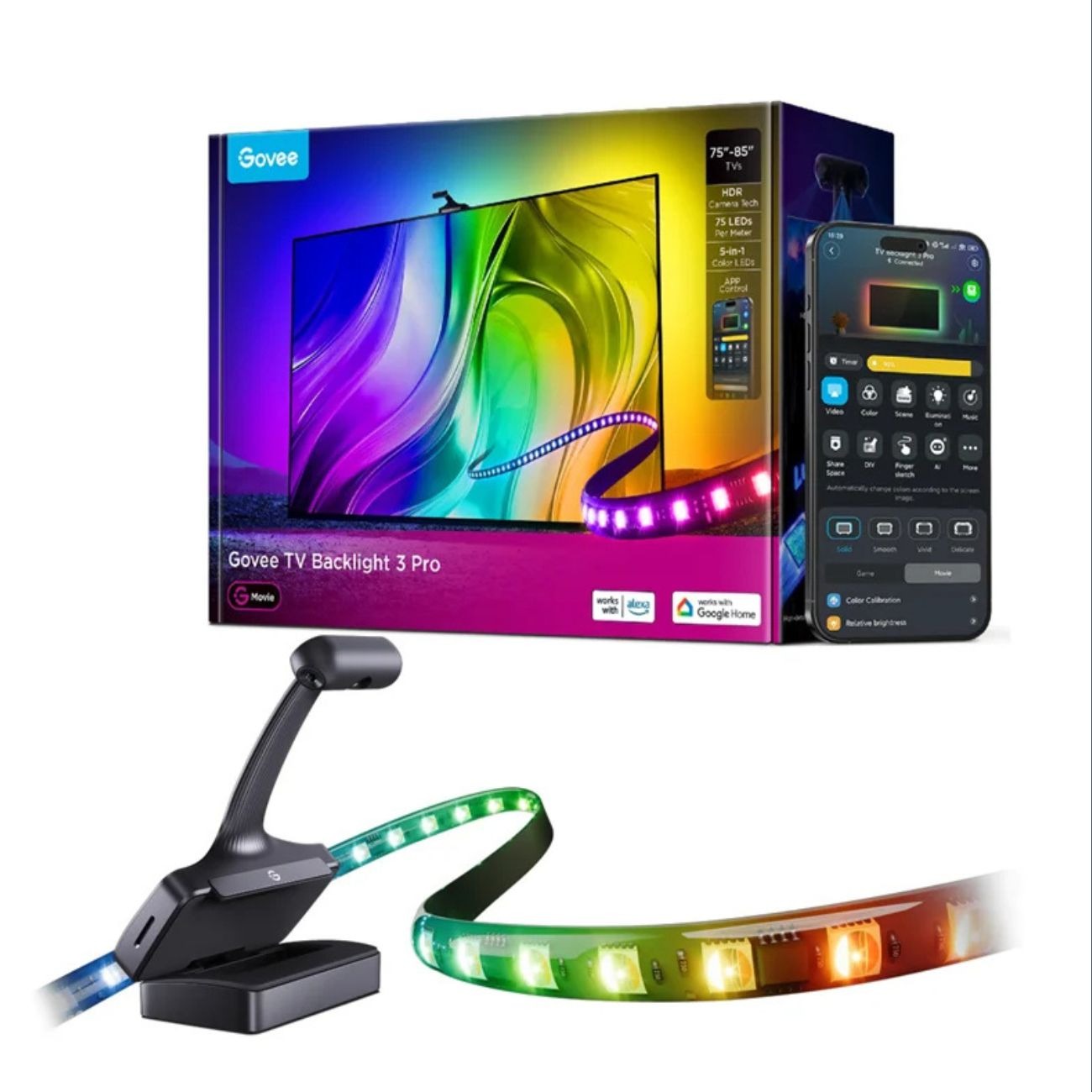 ریسه هوشمند تلویزیون گووی Govee 3 Pro HR2A81 for 75-85 Inch TVs Smart TV Backlight