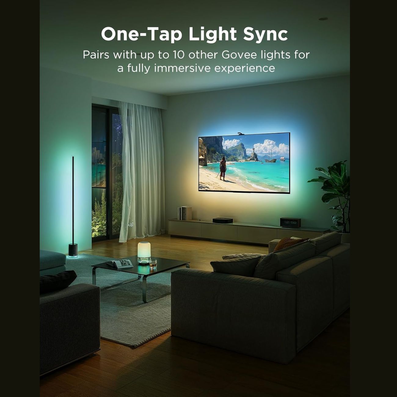 نما رنگ سبز ریسه  تلویزیون گووی Govee 3 Pro HR2A81 for 75-85 Inch TVs Smart TV Backlight