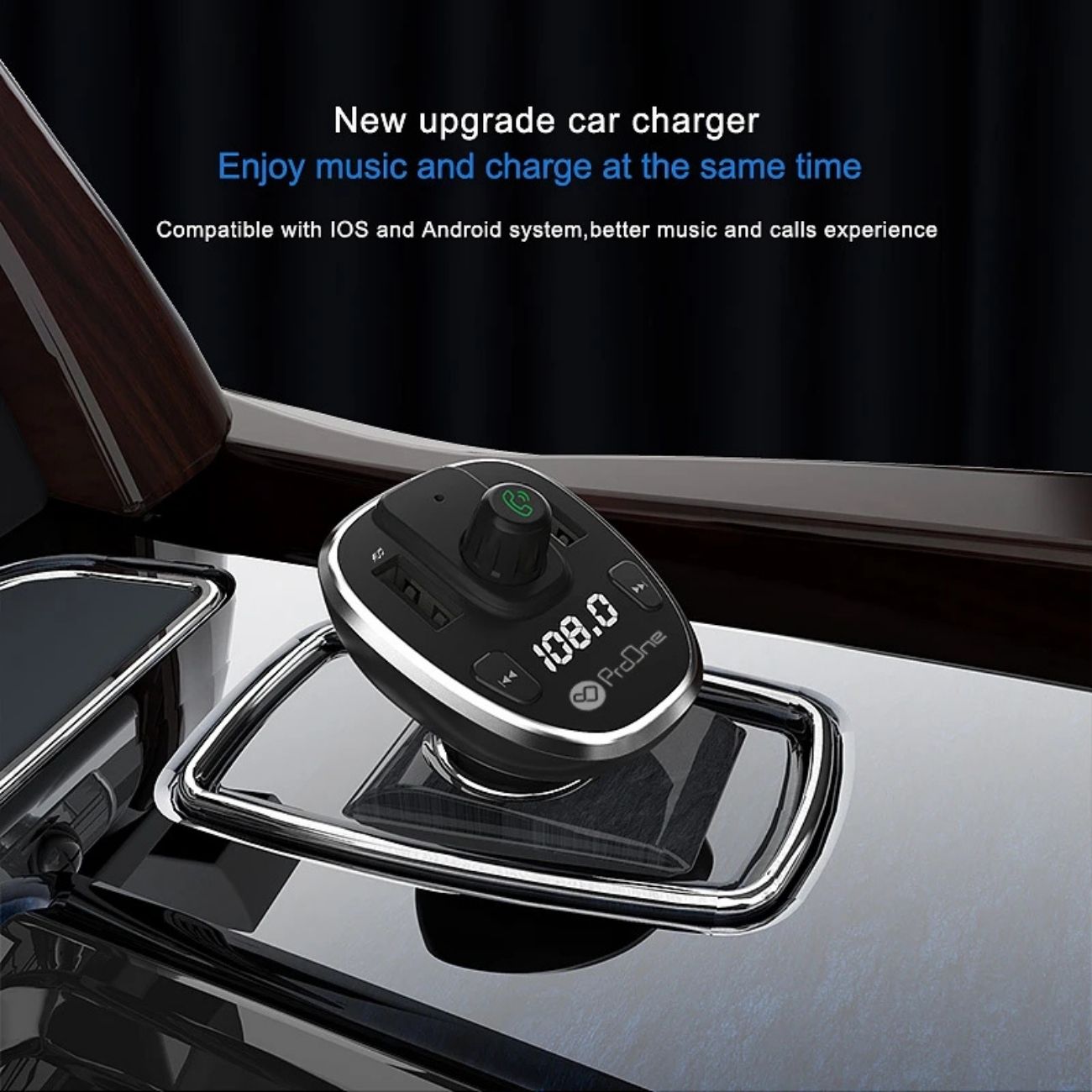 نمای کاربردی شارژر پرووان ProOne PFT93 with FM Bluetooth Transmitter Car Charger