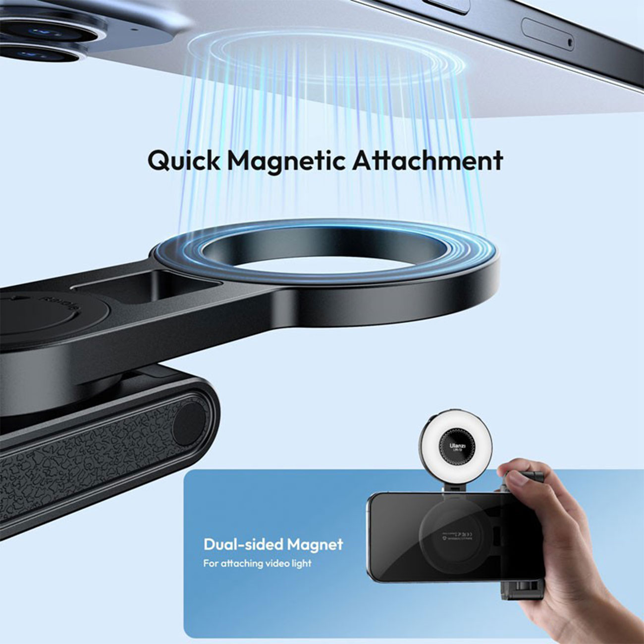 نمای کاربردی پایه و هولدر مگنتی اولانزی Ulanzi JJ03 3 in 1 Magnetic Phone Tripod